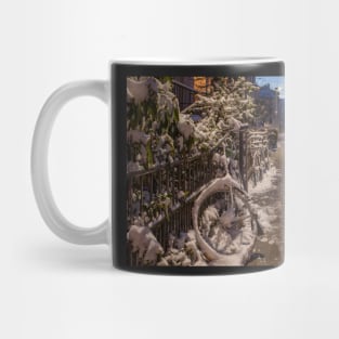 Fedellisten, winter, houses, snow, evening, dusk, Germany Mug